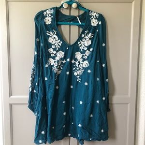 Teal long sleeve Free People dress